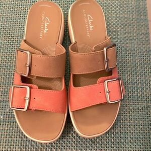 Clarks Women's Sandals in Coral and Tan